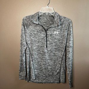 Under Armour 1/4 Zip Shirt Women's Medium Heat Gear Gray
